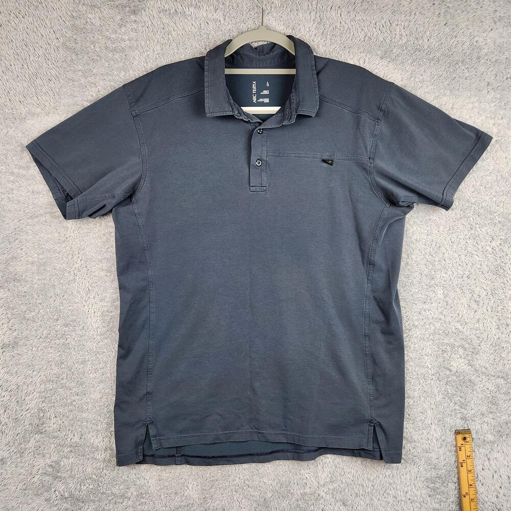 Arc'teryx Polo Shirt Mens Large Blue Captive SS Stretch Hiking Performance Golf